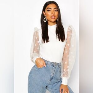 Polka dot sleeve blouse